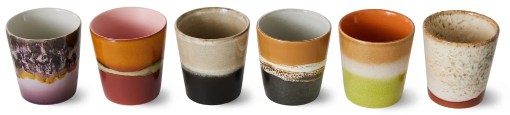 HK living Kameninový hrnček 70's Soil 180 ml - set 6 ks