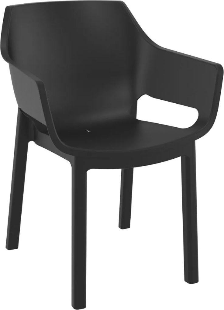 DORA záhradná stolička s podrúčkami dark grey