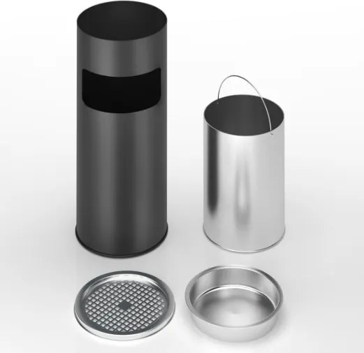 JAGO Odpadkový kôš s popolníkom, 17 l, čierny