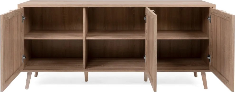 Široká skrinka 3-dverová Bali, dub sonoma/výplet