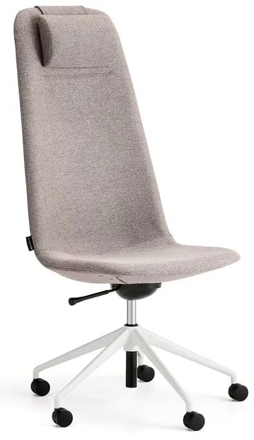 Stolička LANGLEY, vysoký sedák, s kolieskami, biela/šedohnedá