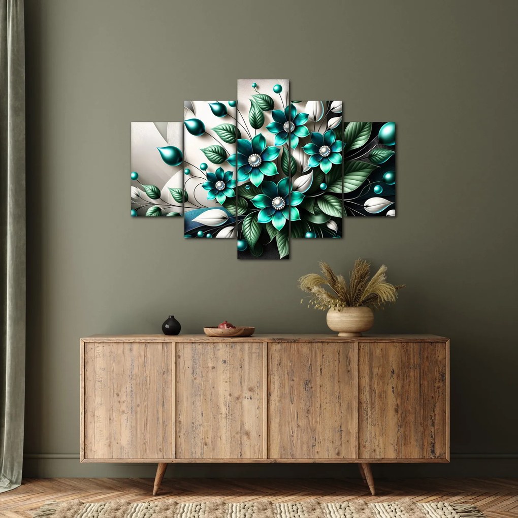 Obraz - 3D tyrkysové kvety (150x105 cm)