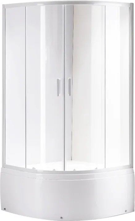 BPS-koupelny Štvrťkruhový sprchovací kút MAJA WH 90x90 cm, biely v sete s hlbokou sprchovou vaničkou