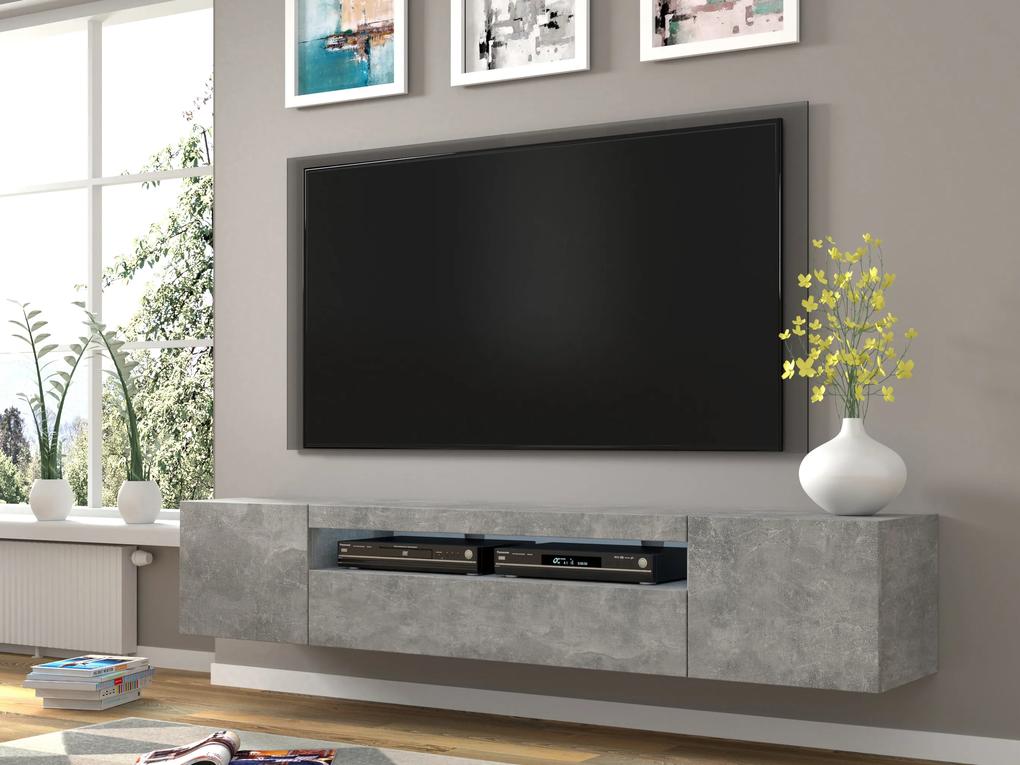 TV stolík/skrinka Aurora 200 (betón) (LED). Vlastná spoľahlivá doprava až k Vám domov. 1057706