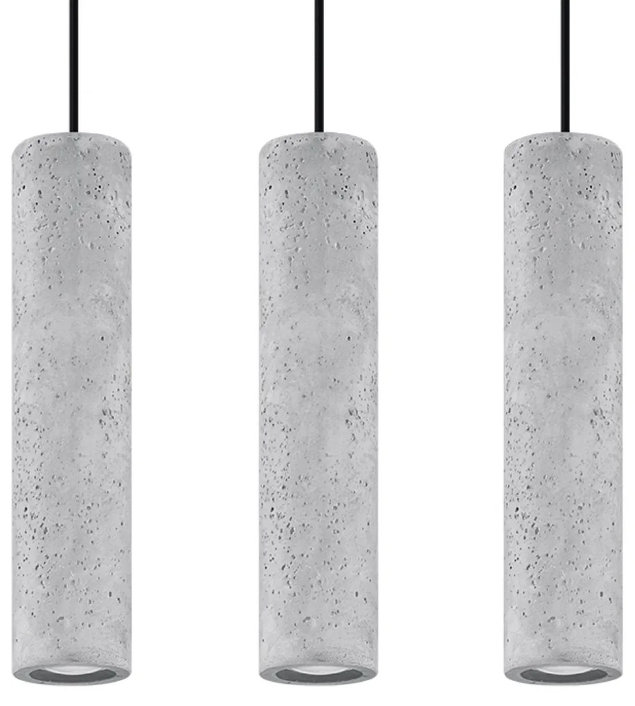 Závesné svietidlo Luvo, 3x betónové tienidlo
