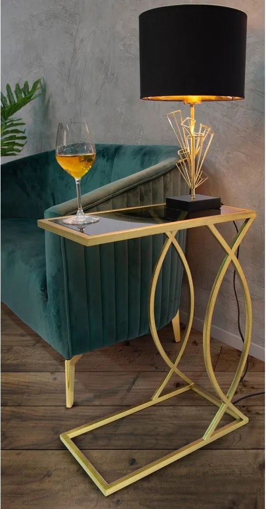 Odkladací stolík so sklenenou doskou 25.5x45.5 cm Glam – Mauro Ferretti