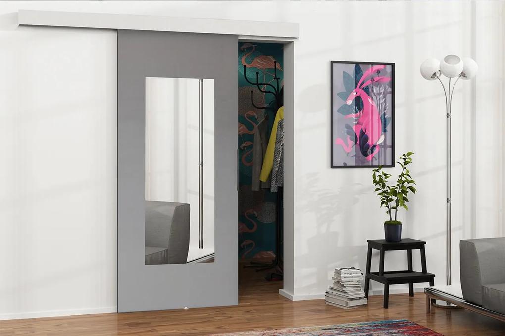 Posuvné dvere Mereno VII 80, Farba:: biela / grafit + zrkadlo