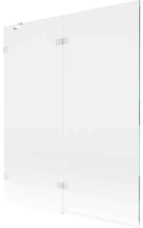 Mexen Lunar, 2-krídlová vaňová zástena ľavá 140 x 150 cm, číre sklo, biela, 897-140-100-20-00-L