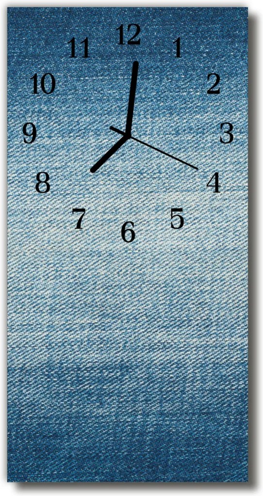 Sklenené hodiny vertikálne  Modrá vláknitá tkanina