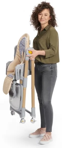 KINDERKRAFT - Detská jedálenská stolička 2v1 LASTREE béžová/šedá