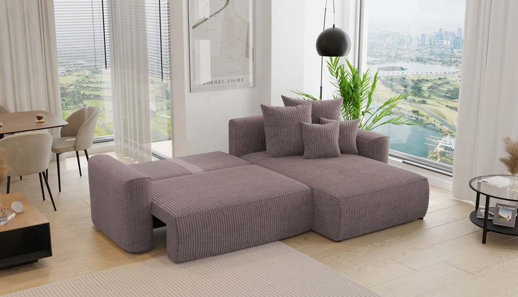 Rohová sedačka Baria (P) (tmavohnedá). Akcia -20%. Vlastná spoľahlivá doprava až k Vám domov. 1133084