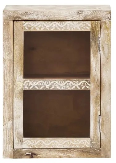 furniture-nabytek.cz - Masívna nástenná skrinka Bitna z mangového dreva, lakovaná, prírodná farba – 43×25×60 cm