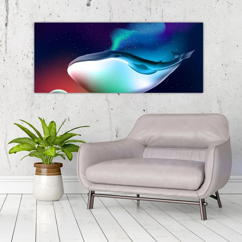 Obraz - Veľryba vo vesmíre (120x50 cm)