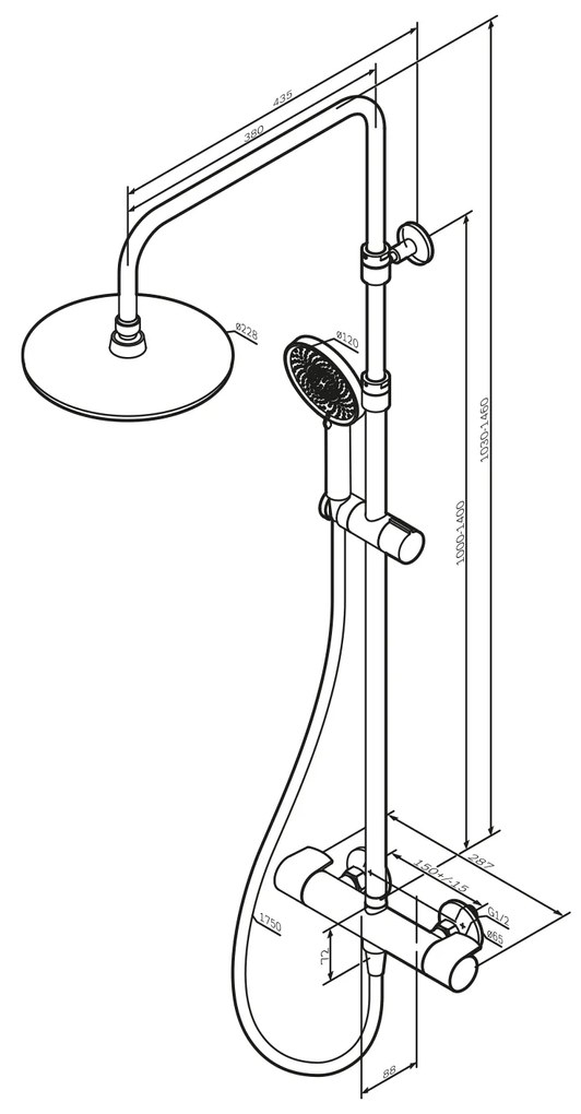 Sprchový systém AM.PM X-Joy F07XA400 s termostatickou sprchovou batériou, chróm
