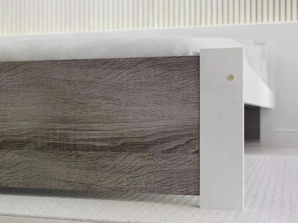 Posteľ IKAROS 80 x 200 cm, biela/dub lanýž Rošt: Bez roštu, Matrac: Matrac DELUXE 10 cm