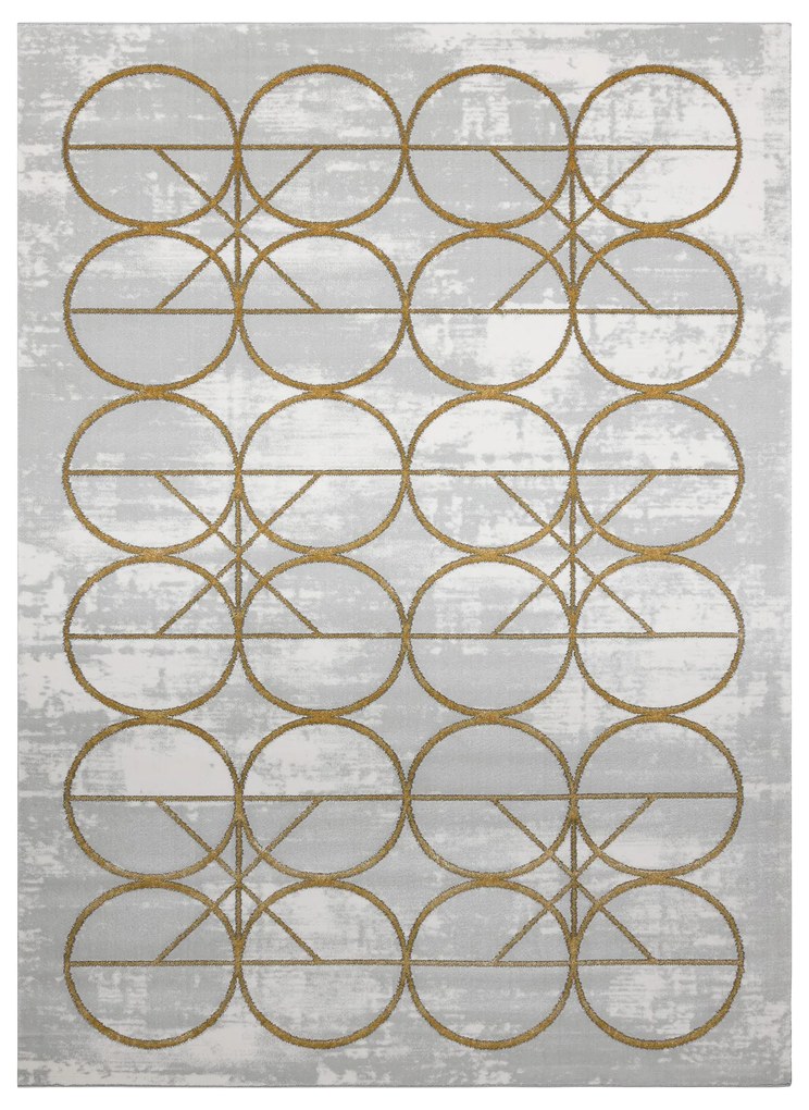 Koberec EMERALD exkluzívny 1010 glamour, kruhy krémovo / zlatý