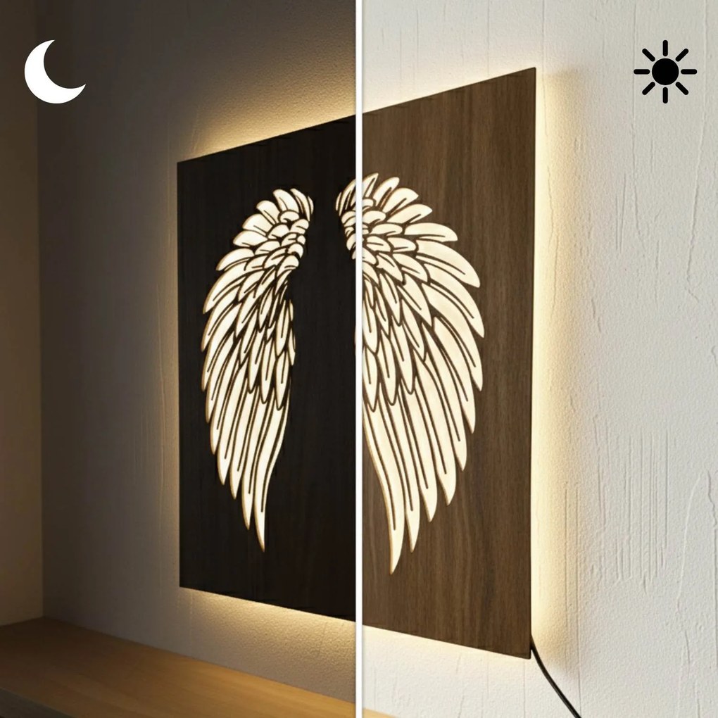 SENTOP | LED drevený obraz – Anjelske krídla | Podsvietená nástenná dekorácia od | SENTOP LED0501