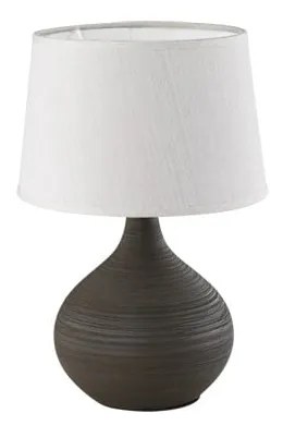 Tmavohnedá stolová lampa z keramiky a tkaniny Trio Martin, výška 29 cm