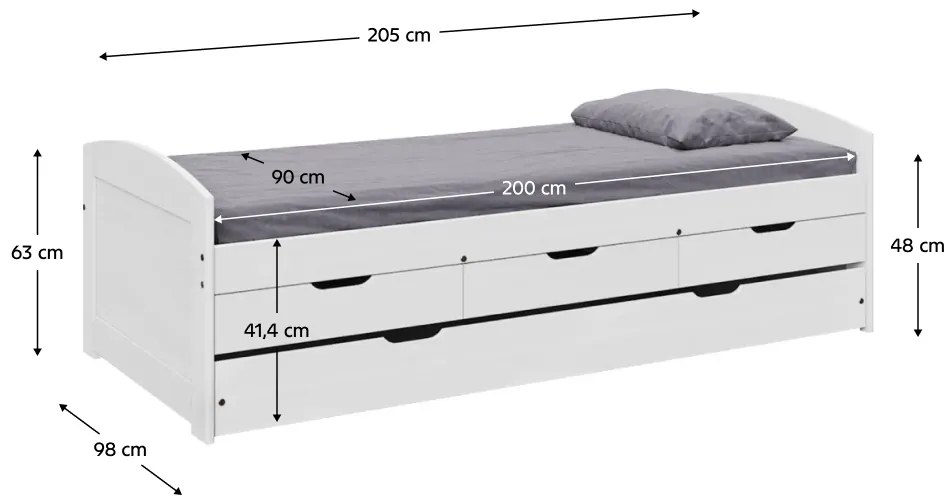 Jednolôžková posteľ 90x200 cm Marcy (biela). Vlastná spoľahlivá doprava až k Vám domov. 1064606