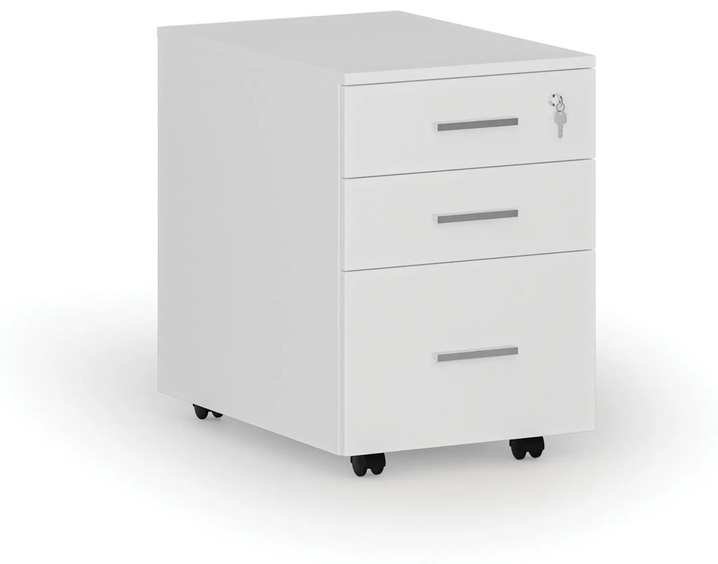 Kancelársky mobilný kontajner na závesné zložky PRIMO WHITE, 3 zásuvky, biela