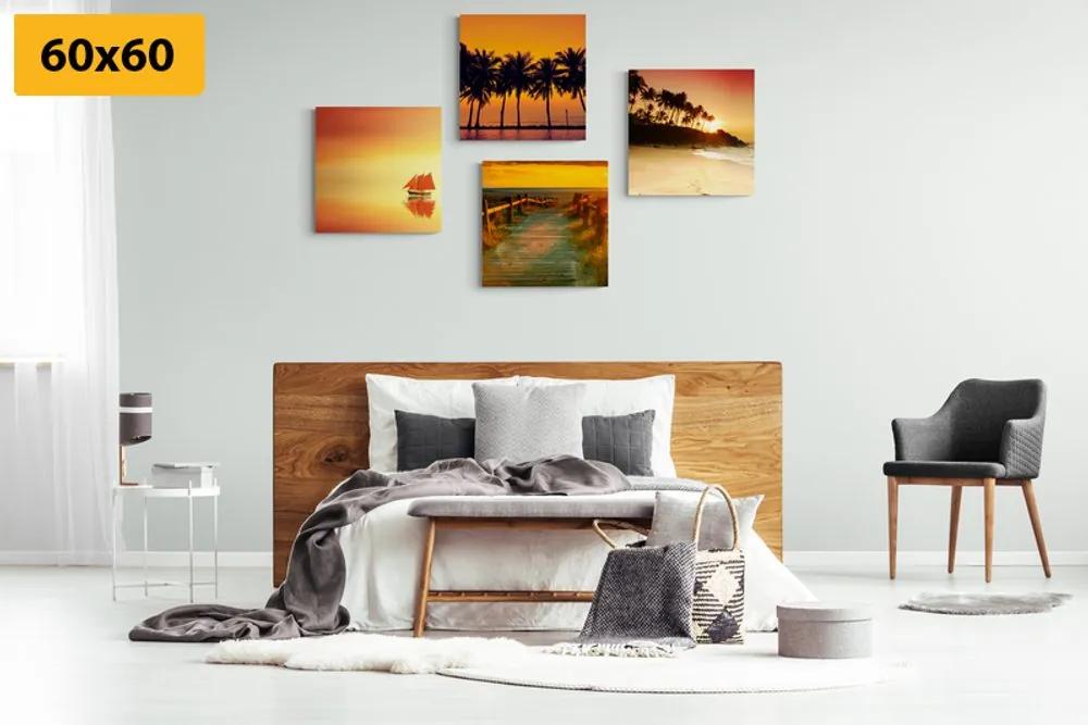 Set obrazov nádherný západ slnka na pláži