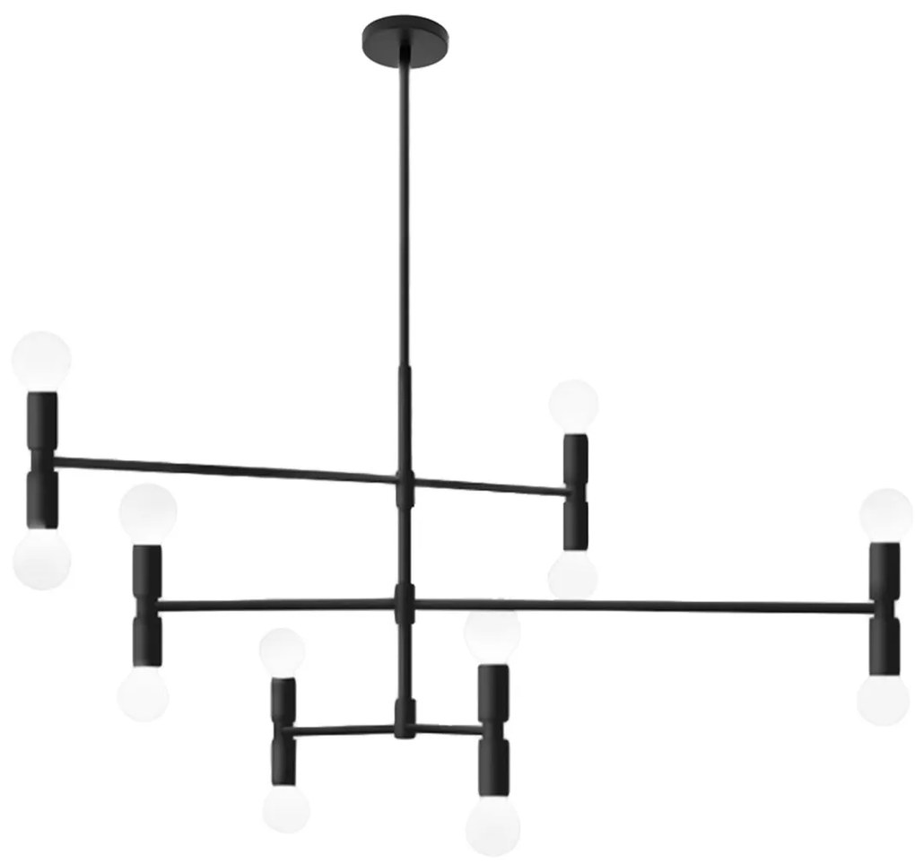 Stropné svietidlo Diagonal Double Six čierne