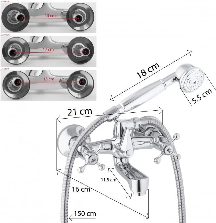 Vaňová batéria RETRO ZAPE so sprchou - chrómová