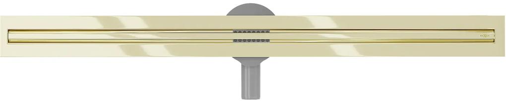 Mexen Flat nerezový sprchový žľab s rotačným 360° sifónom 90 cm, vzor SLIM, zlatá, 1541090