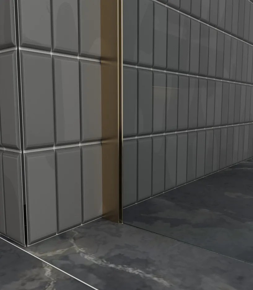 Erga Paris, sprchová zástena Walk-In 60x200 cm, 8mm šedé sklo, zlatý matný profil, ERG-V02-PARIS-060x200-GR-GB