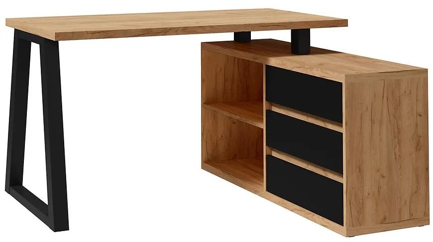 Set Iga II Písací stôl+Komoda Dub Craft / čierna Mat