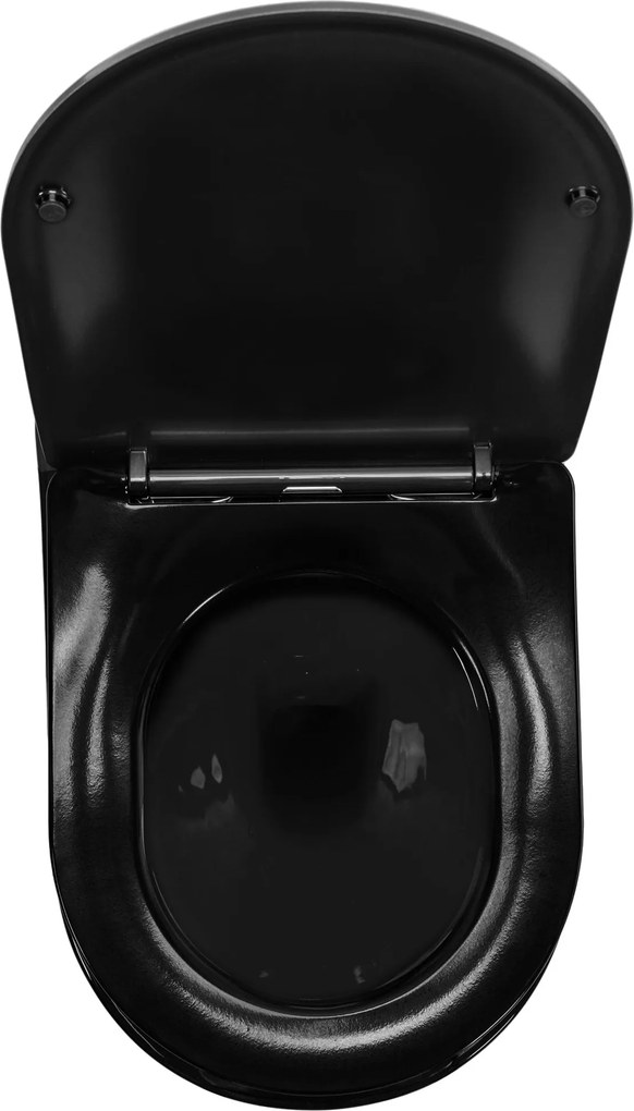 Závesná WC misa so SoftClose sedadlom REA CARLO MINI FLAT, čierna/zlatá