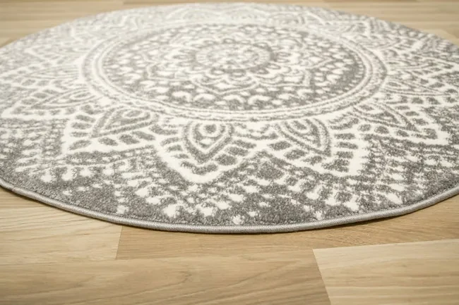 Koberec Lima G757A mandala, krémový / sivý kruh