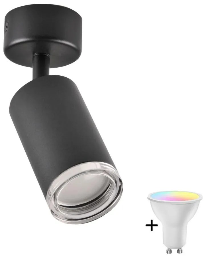 Polux LED RGBW stmievateľné kúpeľňové bodové svietidlo TURYN 1xGU10/6,5W/230V IP44 čierne LEDSA1913