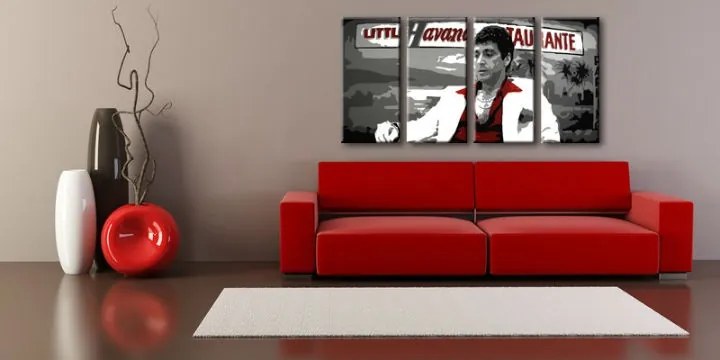 Ručne maľovaný POP Art obraz HAVANA - AL PACINO 4 dielny  al29