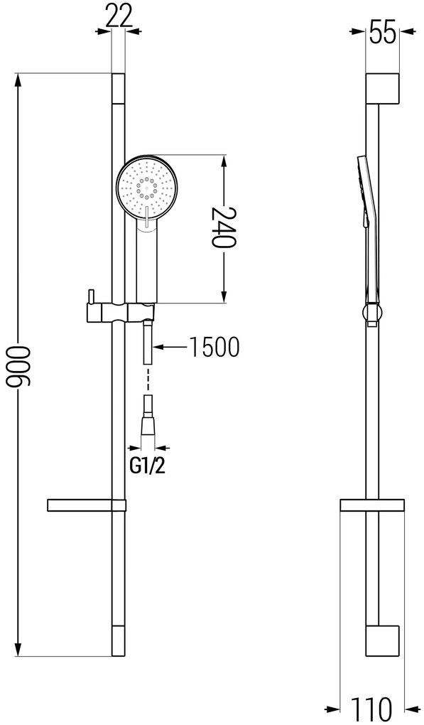 Mexen sprchový set DS40, čierna, 785404583-70