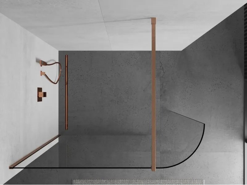 Mexen Kioto, sprchová zástena Walk-In 150 x 200 cm, 8mm číre sklo, medený matný profil, 800-150-101-65-06