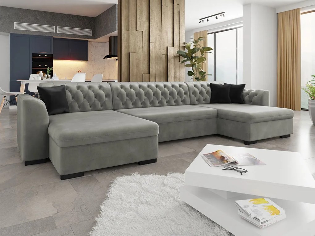 Elegantná sedačka v tvare U Hermes, sivá Magic Velvet