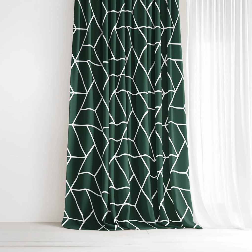 Goldea bavlnený záves - mozaika na tmavo zelenom 280x150 cm