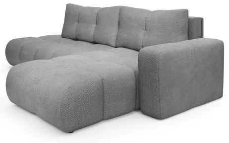 Rozkladacia rohová čalúnená sedacia súprava s úložným priestorom v tvare L ALMADA pravá sivá