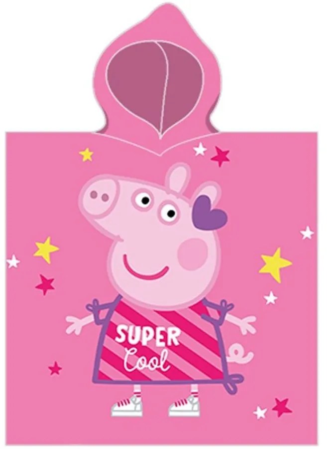 Dievčenské plážové pončo - osuška s kapucňou Prasiatko Peppa Super Cool