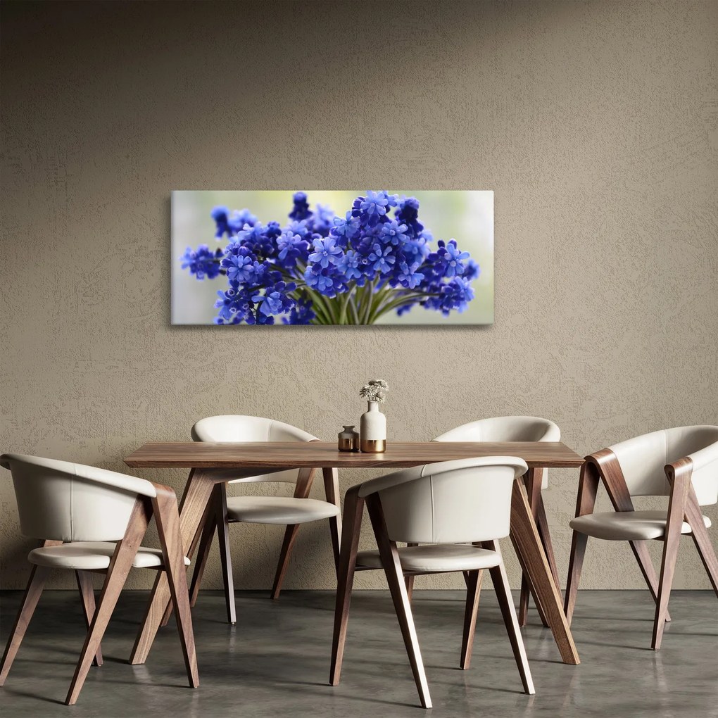 Obraz kytice modrých kvetov (120x50 cm)