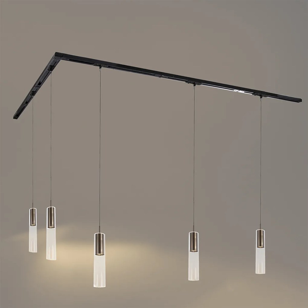 Moderný koľajnicový systém s 5 závesnými svetlami tmavá bronz 1-fázový - Iconic Lloyd