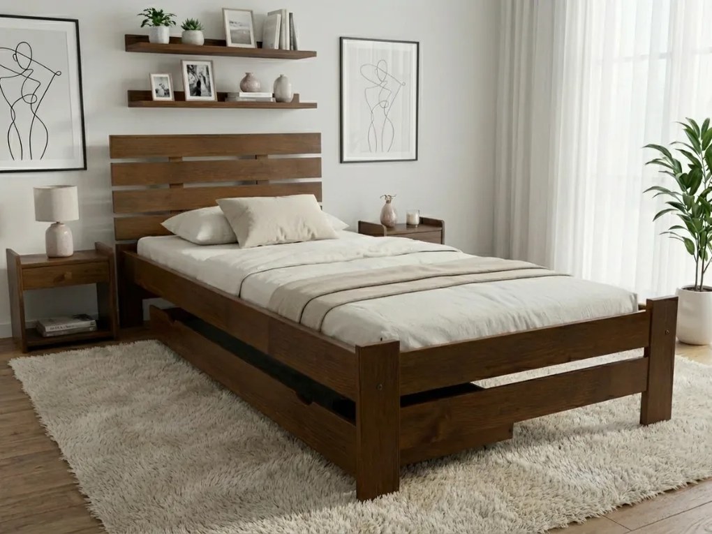 Posteľ PARIS zvýšená 80x200 cm, dub Rošt: Bez roštu, Matrac: Matrac COCO MAXI 20 cm