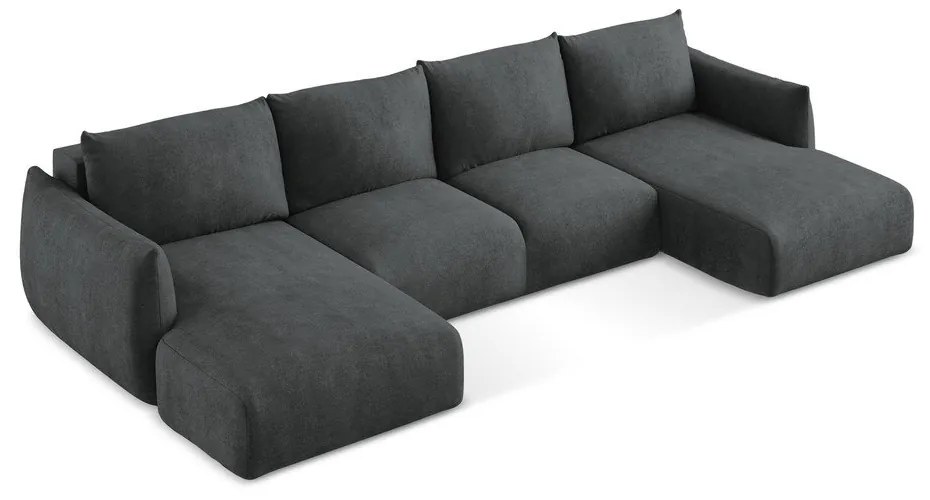 Tmavosivá ženilková rozkladacia rohová pohovka (do tvaru "U") Leila – Makamii