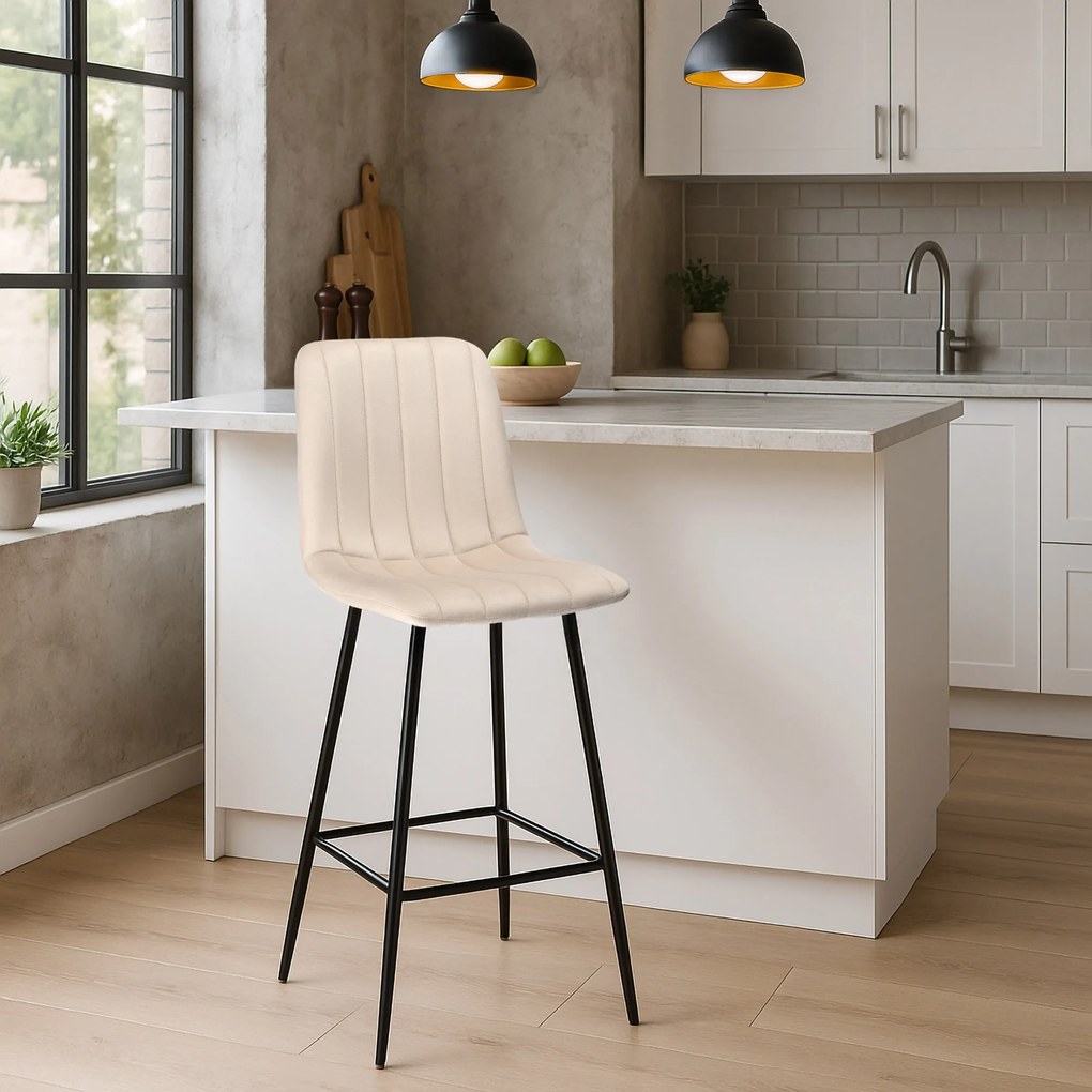 Barová stolička Toronto zamatová béžová