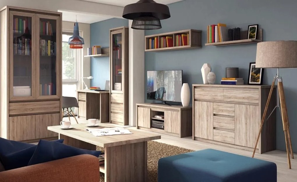 Vitrína Norton 2D2W1S, dub sonoma (s LED)