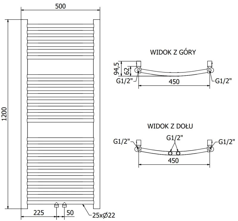 Mexen Ares, vykurovacie teleso 1200 x 500 mm, 420 W, zlatá, W102-1200-500-00-50