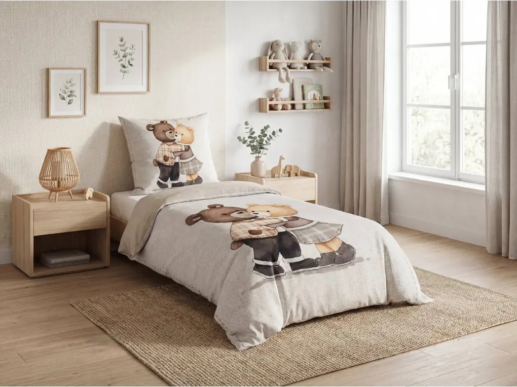Detské obliečky z Renforcé bavlny TEDDY HENRY béžové Rozmer obliečky: 80 x 80 cm | 135 x 200 cm