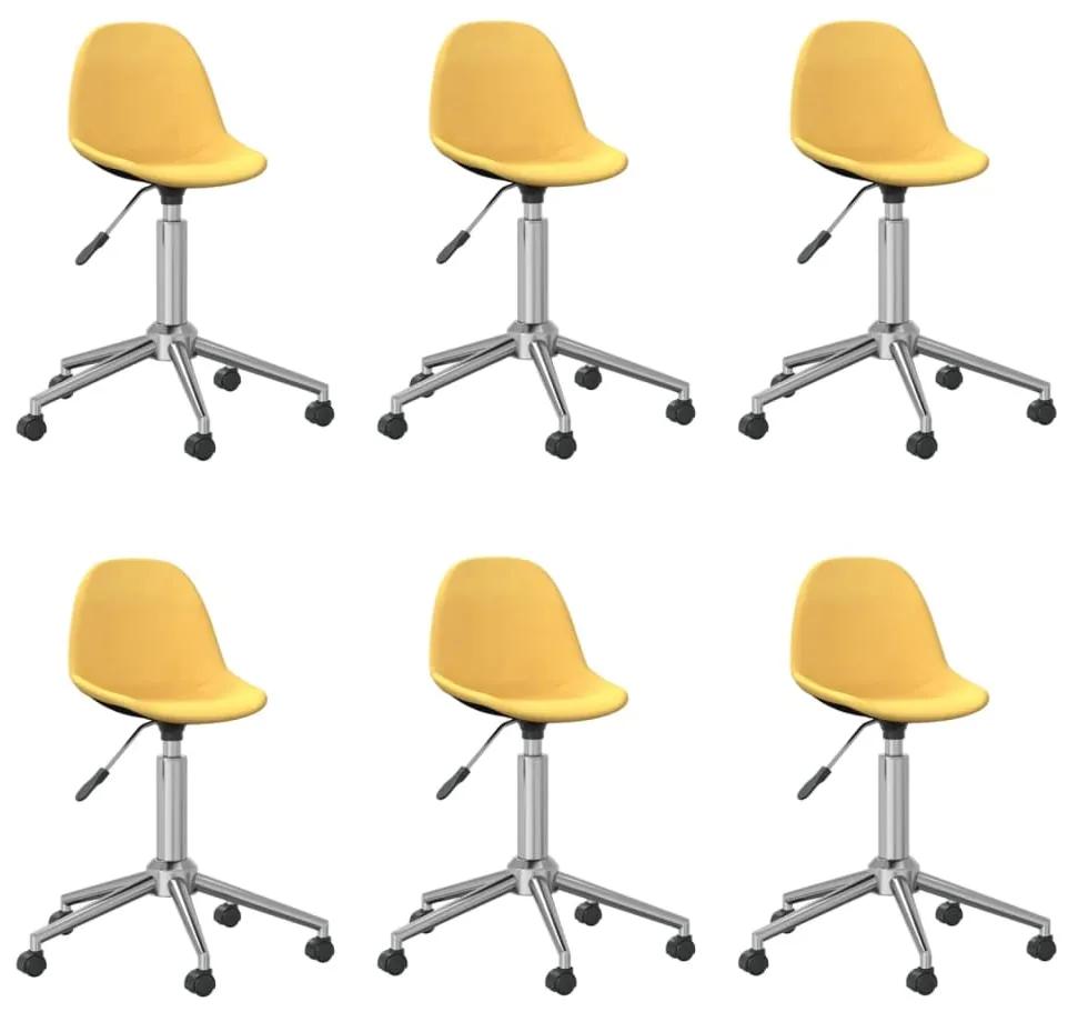 Swivel Dining Chairs 6 pcs Yellow Fabric (3x333472) 3086069