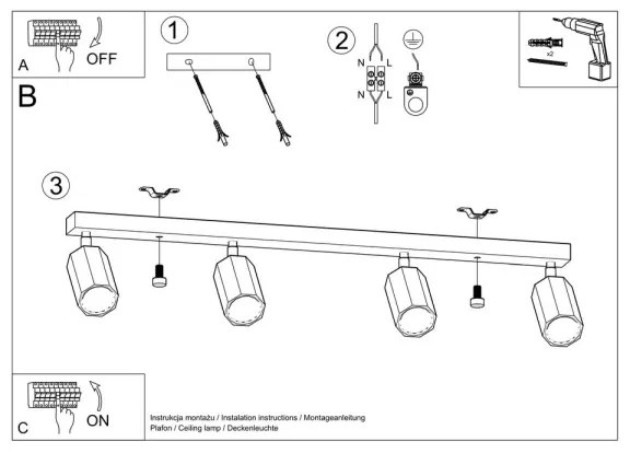 Sollux SL.1031 - Bodové svietidlo ZEKE 4xGU10/40W/230V dub